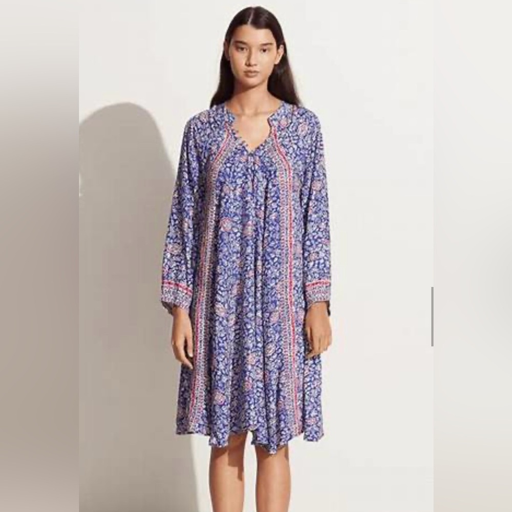 Natalie Martin Fiore Floral Blue and Pink Long Sleeve Dress Size Medium